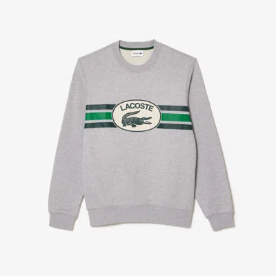 Lacoste Men's Graphic Print Fleece Sweatshirt - Xxl - 7 In Grey
