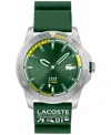 LACOSTE MEN'S GREEN SILICONE STRAP WATCH 46MM