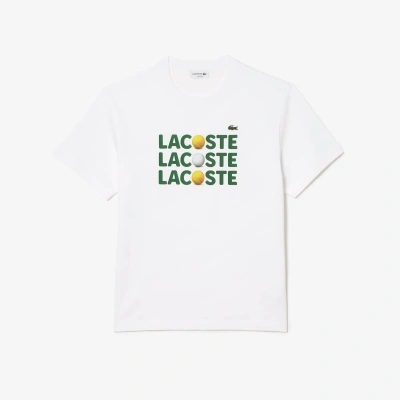 Lacoste Men's Heavy Cotton Tennis Ball Print T-shirt - 3xl - 8 In White
