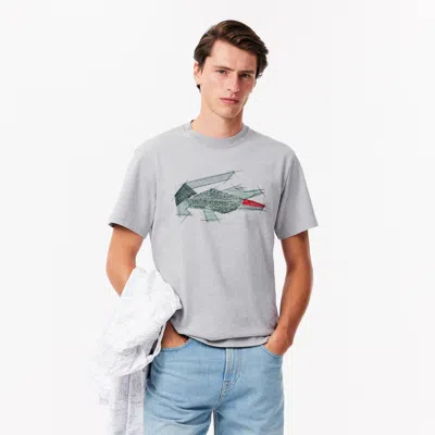 Lacoste Men's Heavy Cotton Crocodile Graphic T-shirt - 4xl - 9 In Grey