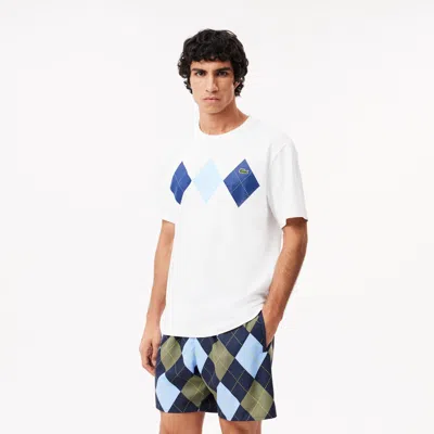 Lacoste Men's Heavy Cotton Argyle Print T-shirt - Xl - 6 In White