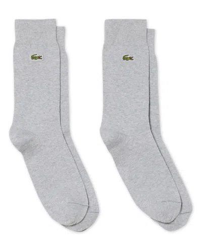 Lacoste Men's High Height Crew Socks, 2-pack In Gray