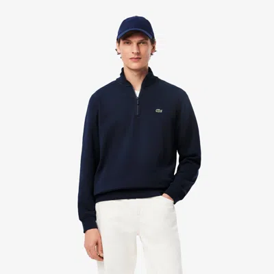 Lacoste Men's High-neck Zip-up Fleece Sweatshirt - M - 4 In Blue