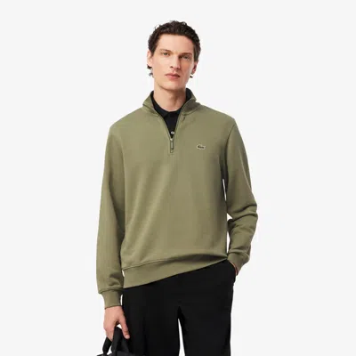 Lacoste Men's High-neck Zip-up Fleece Sweatshirt - S - 3 In Green
