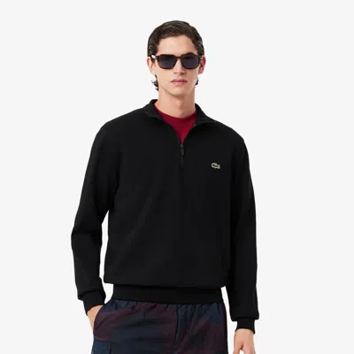 Lacoste Men's High-neck Zip-up Fleece Sweatshirt - M - 4 In Black