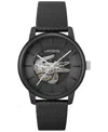 Lacoste Men's L.12.12 Automatique Black Leather Strap Watch 44mm In Black
