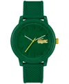 LACOSTE MEN'S L.12.12. GREEN SILICONE STRAP WATCH 48MM