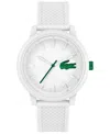 Lacoste Unisex L.12.12. White Silicone Strap Watch 48mm In White