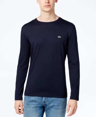 Lacoste Men's  Long Sleeve Crew Neck Jersey T-shirt In Navy