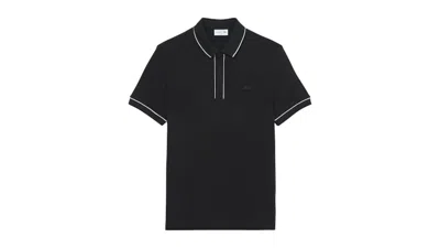 Pre-owned Lacoste Men's  Regular Fit Paris Stretch Pique Polo Shirt In Black/white In Multi