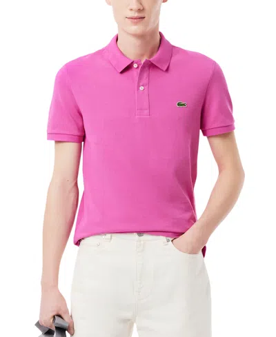 Lacoste Men's  Slim Fit Short Sleeve Ribbed Polo Shirt In Pink