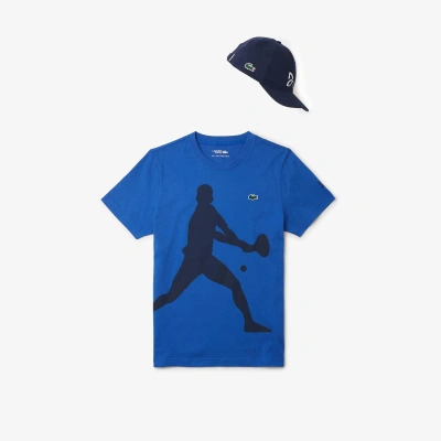 Lacoste Men's  Tennis X Novak Djokovic T-shirt & Cap Set - Xxl - 7 In Blue