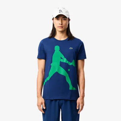 Lacoste Men's  Tennis X Novak Djokovic T-shirt & Cap Set - Xl - 6 In Blue