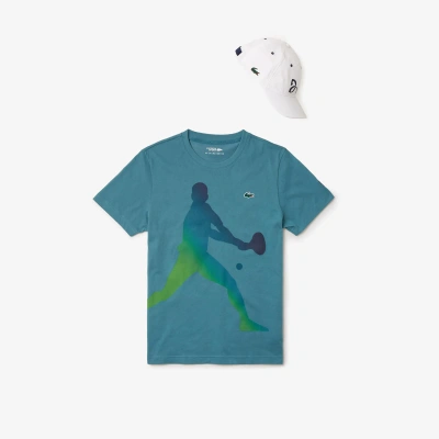 Lacoste Men's  Tennis X Novak Djokovic T-shirt & Cap Set - Xl - 6 In Blue
