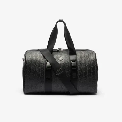 Lacoste Men's Large Monogram Leather Weekend Bag - One Size In Black