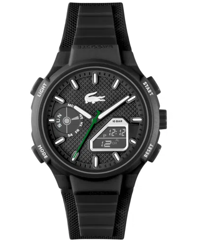 LACOSTE MEN'S LC33 BLACK SILICONE STRAP WATCH 45MM
