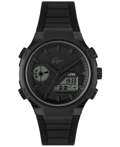Lacoste Men's Lc33 Black Silicone Strap Watch, 44.8mm
