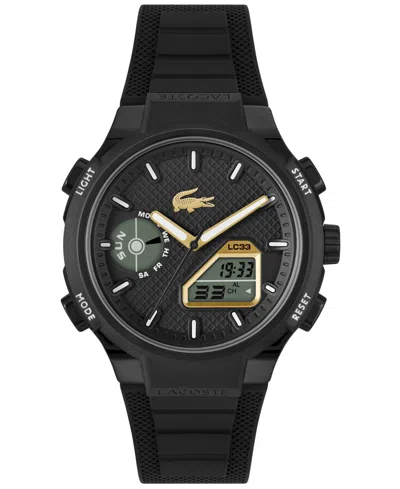 Lacoste Men's Lc33 Black Silicone Strap Watch, 44.8mm