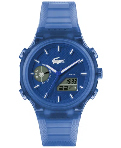 LACOSTE MEN'S LC33 BLUE SILICONE STRAP WATCH, 45MM