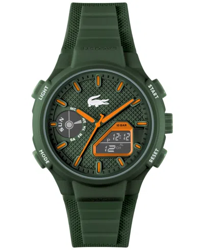 LACOSTE MEN'S LC33 KHAKI SILICONE STRAP WATCH 45MM