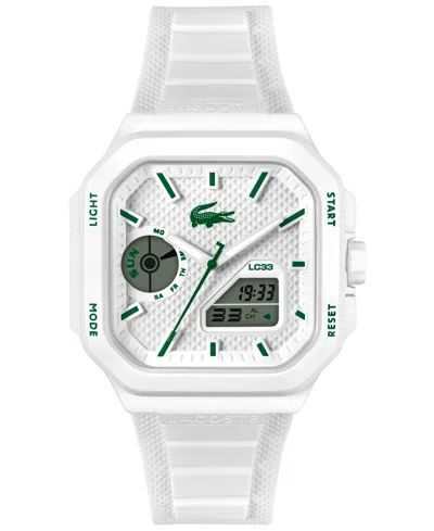 Lacoste Men's Lc33 Square White Silicone Strap Watch, 44x50mm