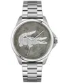 Lacoste Men's Le Croc Silver Tone Stainless Steel Bracelet Watch, 43mm In Silver