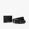 Lacoste Men's Leather Belt & Card Holder Gift Set - 39 In In Black