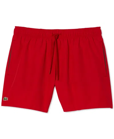 Lacoste Recycled Polyester Swim Trunks In 8un Rouge/vert