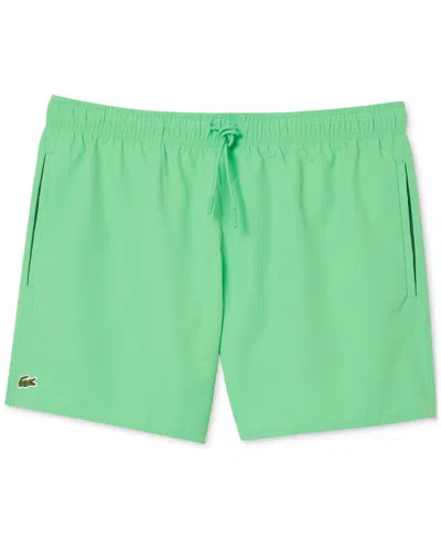 Lacoste Mens Striped Linen Shirt Quick Dry Swim Shorts In Ing Phoenix,vert