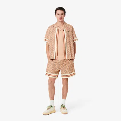 Lacoste Men's Lightweight Monogram Print Shorts - S - 3 In Beige