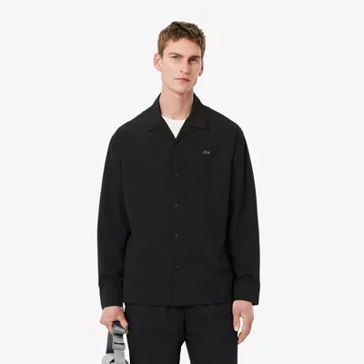 Lacoste Men's Lightweight Relaxed Fit Perforated Shirt - 16½ - 42 In Black