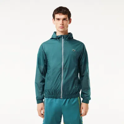 Lacoste Lightweight Showerproof Hooded Sport Jacket - 46 - S In Blue