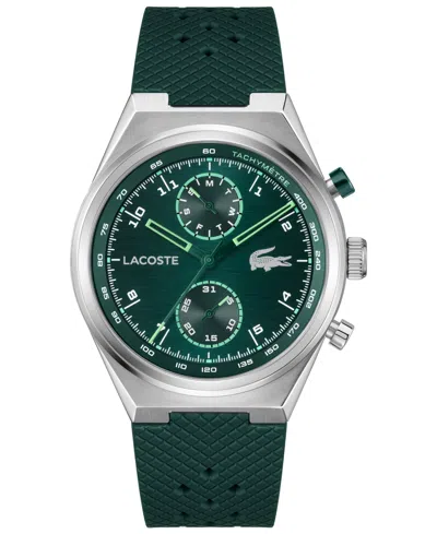 Lacoste Men's Line Racer Green Silicone Strap Watch, 42mm In Gray