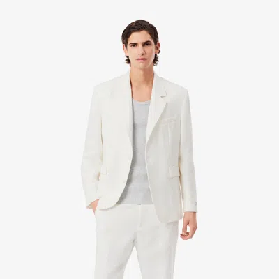 Lacoste Men's Linen Blend Blazer - 62 - 2xl In White