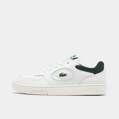 Lacoste Men's Lineset Leather Low Casual Shoes In White/dark Green