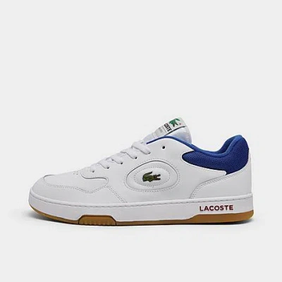 Lacoste Men's Lineset Leather Low Casual Shoes In White/red/blue