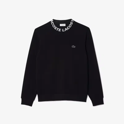 Lacoste Logo Jacquard Collar Double Face Sweatshirt  - Xxl - 7 In Black