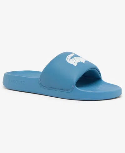 Lacoste Men's Logo Serve Slides 1.0 In Blue,white