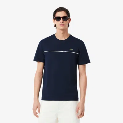 Lacoste Men's Logo Trim Cotton Jersey T-shirt - M - 4 In Blue