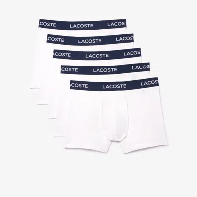 Lacoste Men's Logo Waist Boxer Briefs 5-pack In White