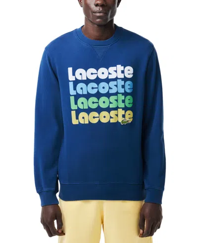 Lacoste Men's Long Sleeve Crewneck Logo Graphic Sweatshirt In Globe