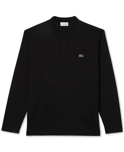 Lacoste Men's Long-sleeve Henley T-shirt In 031 Black