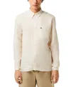 Lacoste Men's Long Sleeve Striped Button-down Linen Shirt In Neutral