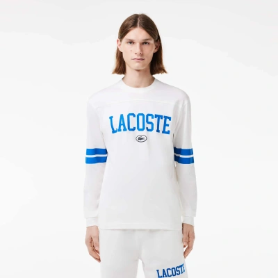 Lacoste Men's Long Sleeve Brand Print T-shirt - 4xl - 9 In White
