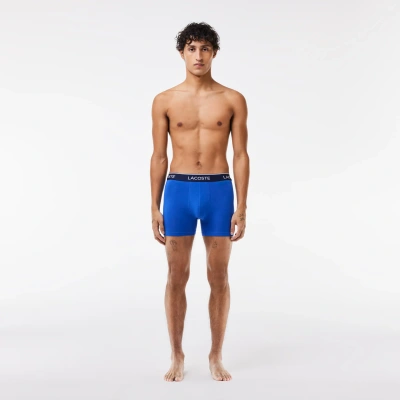 Lacoste Men's Stretch Cotton Boxer Briefs 3-pack - Xs In Indigo/dark Blue