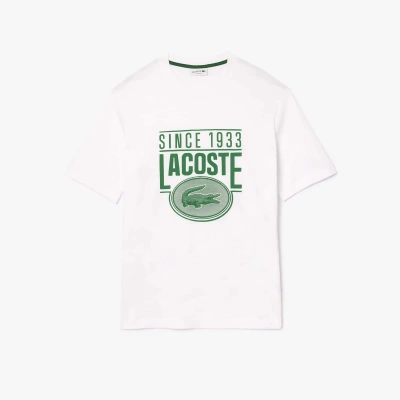 Lacoste Men's Loose Fit Cotton Jersey Print T-shirt - S - 3 In White