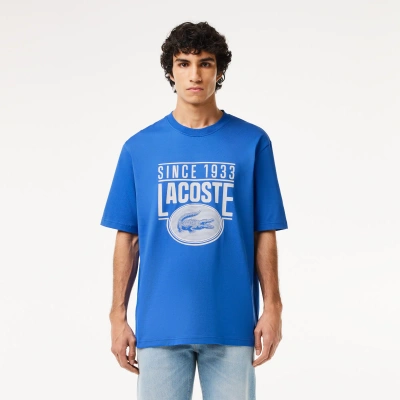 Lacoste Men's Loose Fit Cotton Jersey Print T-shirt - S - 3 In Blue