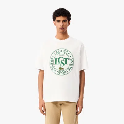 Lacoste Men's Loose Fit Heavy Cotton Printed T-shirt - 4xl - 9 In White
