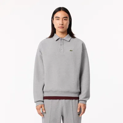 Lacoste Men's Loose Fit Piqué Sweatshirt - L - 5 In Grey