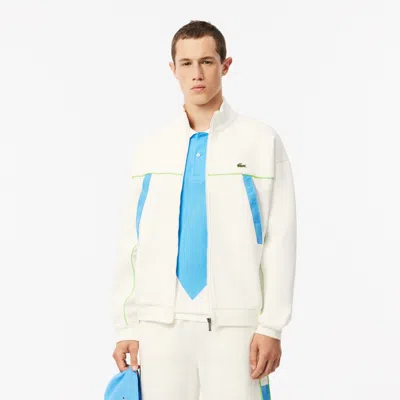 Lacoste Mens White Logo-appliqué Vintage Zip-up Cotton-blend Sweatshirt Xxl